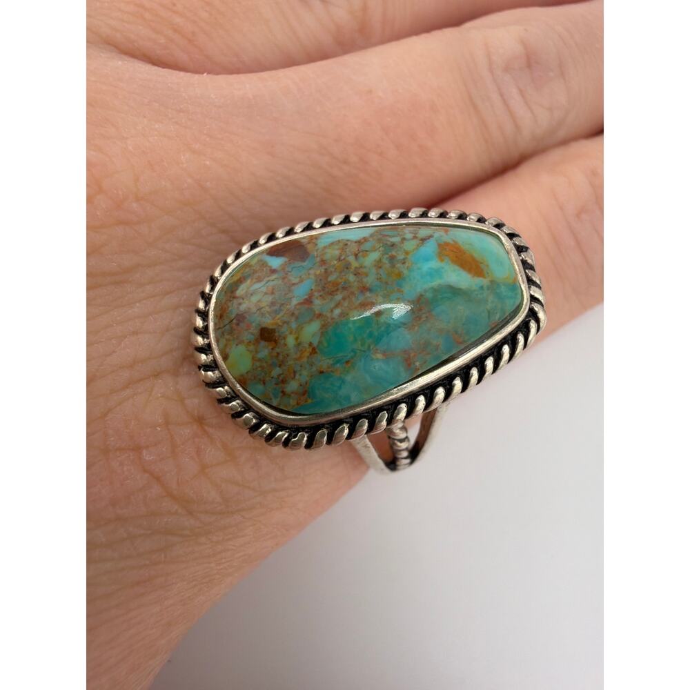 Barse Turquoise Sterling Silver Ring Large Gemstone Southwest Style SZ 9 - Picture 2 of 9